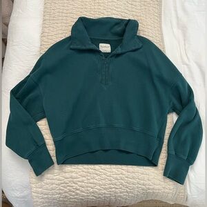 Abercrombie & fitch - Teal Quarter-Zip Pullover, cropped
